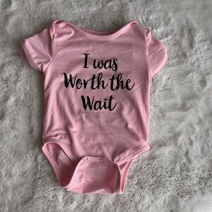 Pink Baby One-Piece Bodysuit - "I Was Worth the Wait"
